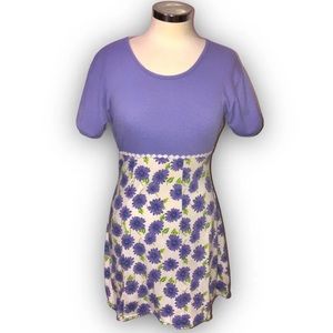 Vintage 90’s Soft Knit Floral Babydoll Mini Dress (Size: Medium)